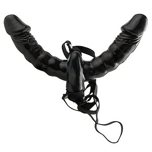 Strap-On Cu Vibrații Double Delight Negru