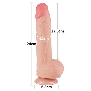 Dildo Realist LoveToy 24 cm TPE Dual Density Ventuză Thumb 23