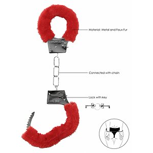 Beginners Handcuffs Furry Roșu Thumb 2