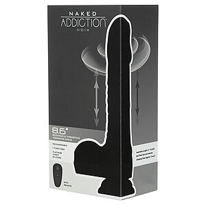 Naked Addiction 23 cm, Vibrator Rotativ și De împingere Negru Thumb 18