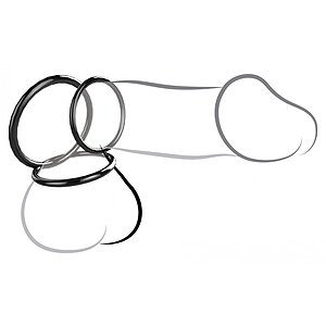 Silicone 3-Ring Stamina Set Negru Thumb 1