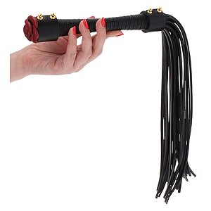 Taboom Wild Roses — Flogger Negru cu Trandafir Din Piele Thumb 1