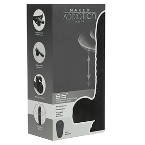 Naked Addiction 23 cm, Vibrator Rotativ și De împingere Negru Thumb 4