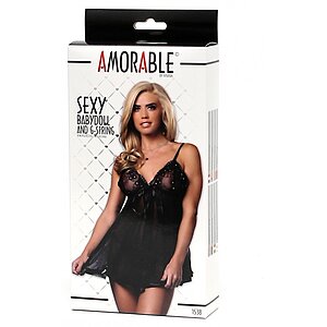 Babydoll Amorable Calista Negru S-M Thumb 3