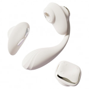 Vibrator DEYA Purtabil cu Telecomandă și Suctiune Alb