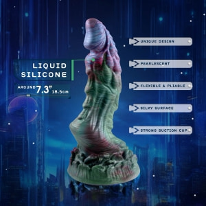 NMC Dildo 18,5 cm Din silicon Lichid, cupă De Aspirație Multicolor Thumb 1