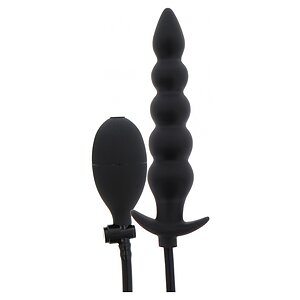 Plug Anal Gonflabil Striat Negru | 18.5–23 cm
