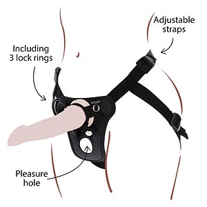 Ham Strap-On TOYJOY cu Gaură De Plăcere, Negru Thumb 1