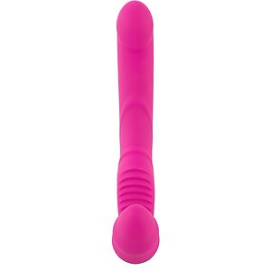 Strapless Strap On Cu 2 Vibratoare Reîncărcabil Roz Thumb 1
