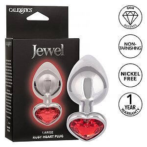 Jewel Large Ruby Heart Plug Roșu Thumb 5