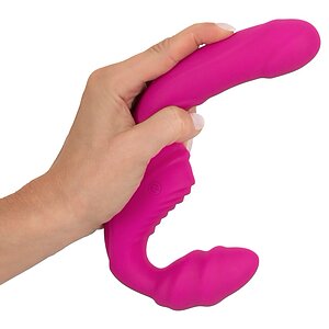 Strapless Strap On Cu 2 Vibratoare Reîncărcabil Roz Thumb 3