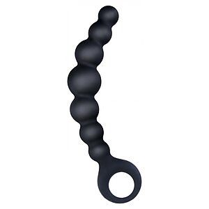 Bile Anale Din Silicon Cu Striații 18cm Negru