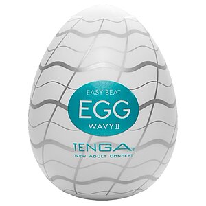 TENGA Egg Wavy II, Compact și Discret cu Textura Ondulată Alb Thumb 3