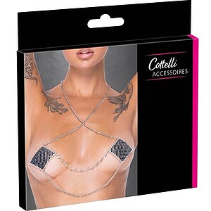 Stickere Sâni Pătrate Argintii cu Lanț și Cristale Argintiu Thumb 5