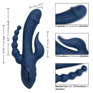 Triple Orgasme CalExotics — Vibrator Reîncărcabil Albastru Thumb 7