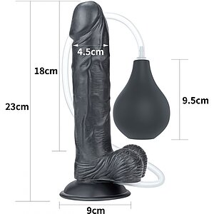Dildo 23cm Cu Ejaculare Extremă Negru Thumb 2