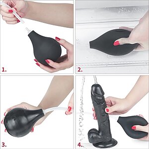 Dildo 23cm Cu Ejaculare Extremă Negru Thumb 1