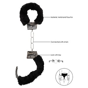 Cătușe Beginners Handcuffs Furry Negru Thumb 3