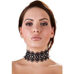 Zgardă Choker Rhinestones Negru