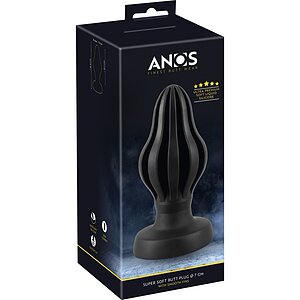 ANOS Super Soft Plug Anal 7 cm — Ventuză, Fixare Hands-free Negru Thumb 7