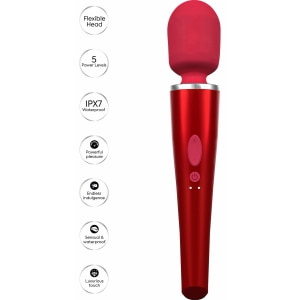 Caresse Pro Wand 8000rpm - 5 Moduri, IPX7, 120 Min Roșu Thumb 8