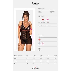 Chemise Obsessive Lucita Negru S-M Thumb 4