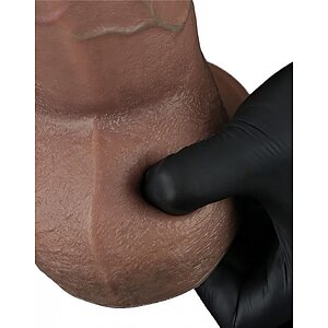 Lovetoy Dildo 25cm Silicon Dublu Strat cu Ventuză Maro Thumb 1