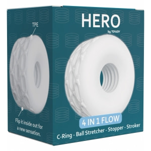 ToyJoy Hero 4în1: Inel C, Întinzător, Masturbator Alb Thumb 9