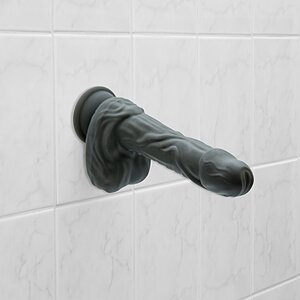 Naked Addiction 23 cm, Vibrator Rotativ și De împingere Negru Thumb 1