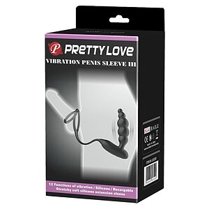 Anal Plug Pretty Love Vibration Penis Sleeve III Negru Thumb 3