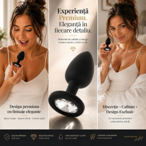 Anal Plug Premium Diamond Jewel Small Negru Thumb 8