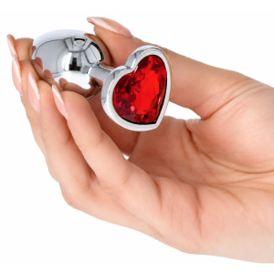 Anal Plug Heart Jewel Plug Small Roșu Thumb 3