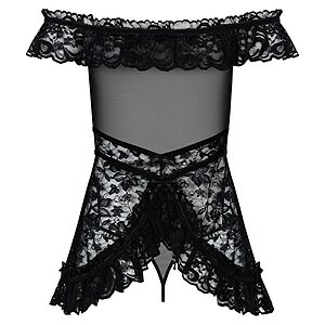 Babydoll Dress Obsessive Flores Negru S-M Thumb 3