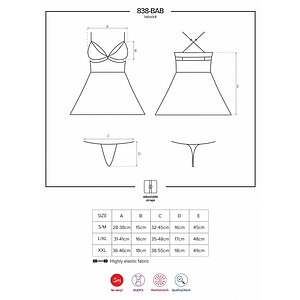 Babydoll Obsessive 838-BAB Negru S-M Thumb 4