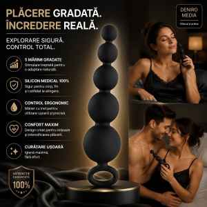 Bile Anale Din Silicon Cu Striații 14cm Negru Thumb 4