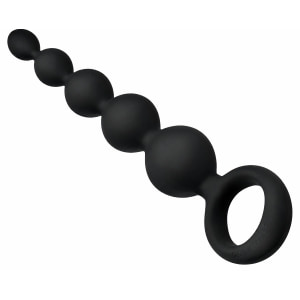 Bile Anale Din Silicon Cu Striații 14cm Negru