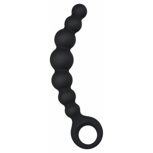 Bile Anale Din Silicon Cu Striații 18cm Negru