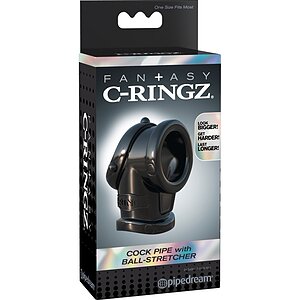 Inel Penis Și Testicule Penis Pipe With Ball Stretcher Negru Thumb 2