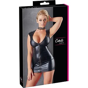 Costum Latex Damă Wetlook With Zip Negru S Thumb 4