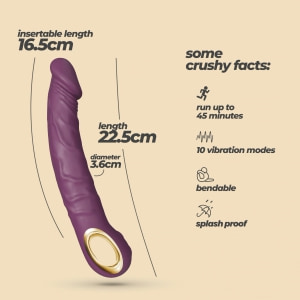 Crushious Magnus Viola Vibrator Realist Reîncărcabil Mov Thumb 6