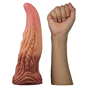 Dildo În Formă De Limbă Platinum 25cm – Strat Dublu Maro Thumb 8