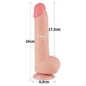Dildo Realist LoveToy 24cm TPE Dual Density Ventuză Thumb 5