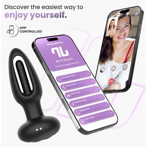 Dop Anal Cu Limbă Oscilantă Aplicație Smartphone Negru Thumb 2