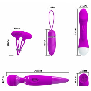 Kit Purple Desire 4 Piese Vibratoare Pentru Stimulare Variată Mov Thumb 9
