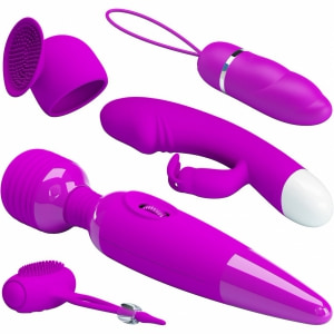 Kit Purple Desire 4 Piese Vibratoare Pentru Stimulare Variată Mov Thumb 1
