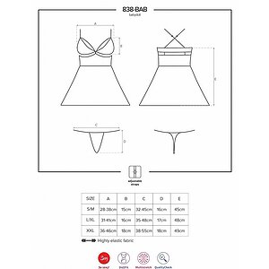 Lenjerie Babydoll Obsessive 838-BAB Roșu 2XL Thumb 4