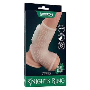 Lovetoy Knights Ring – Inel Vibrant cu Manșon TPE +45% Alb Thumb 8