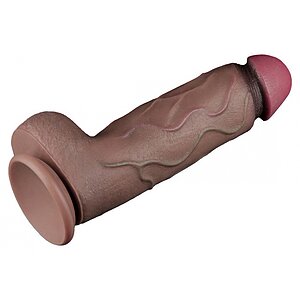 Lovetoy Realist 31cm — Silicon Dublu Strat cu Ventuză Maro Thumb 10