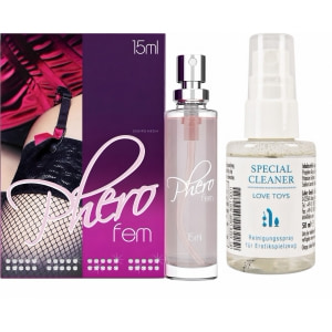 Pachet Parfum Feromoni PheroFem 15ml + Special Cleaner Love Toys 50ml