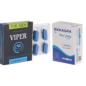 Pachet Stimulent Makagra Oral Jelly 10g + Pastile Potentă Viper FR 4 capsule